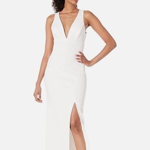 BCBGMAXAZRIA OFF WHITE Women's Cutout Back Gown, US 10